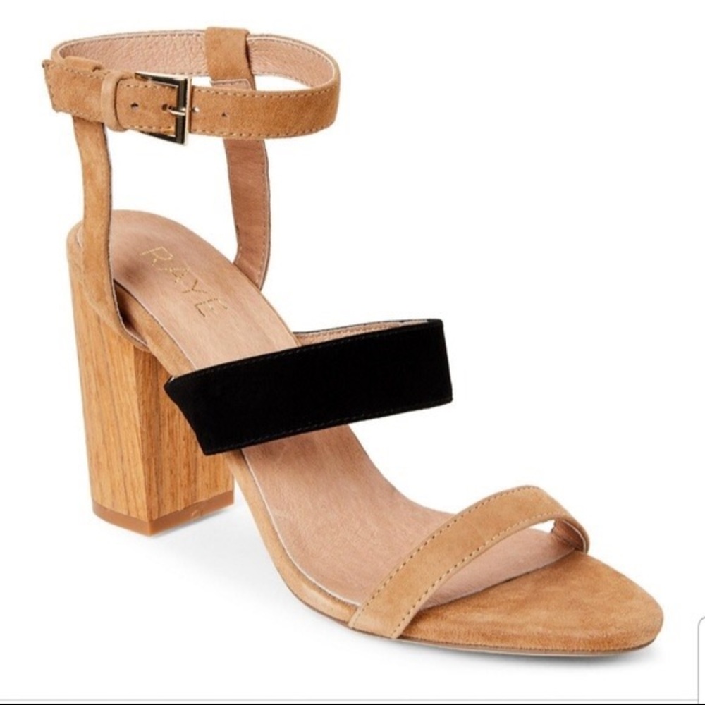 RAYE Black and Tan Lana Block Heel